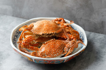 Close up of Streamed Blue Crabs Sand Crab,