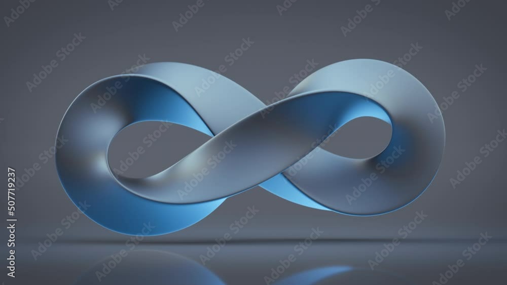 Poster blue infinity symbol. seamless loop 3d render animation