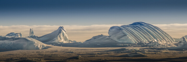 Rafted Icebergs in Antarctica Landscape