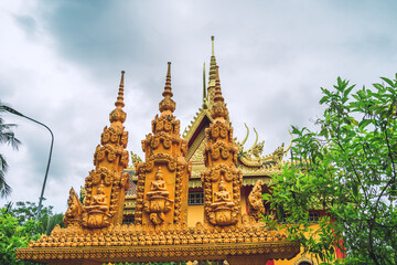 Fototapeta premium view of Ta Pa pagoda in Ta Pa hill, Tri Ton town, one of the most famous Khmer pagodas in An Giang province, Mekong Delta, Vietnam.