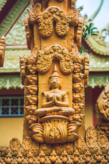 view of Ta Pa pagoda in Ta Pa hill, Tri Ton town, one of the most famous Khmer pagodas in An Giang province, Mekong Delta, Vietnam.