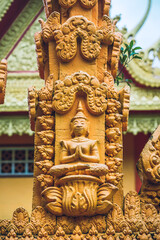 view of Ta Pa pagoda in Ta Pa hill, Tri Ton town, one of the most famous Khmer pagodas in An Giang province, Mekong Delta, Vietnam.