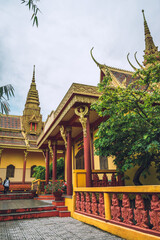 view of Ta Pa pagoda in Ta Pa hill, Tri Ton town, one of the most famous Khmer pagodas in An Giang province, Mekong Delta, Vietnam.