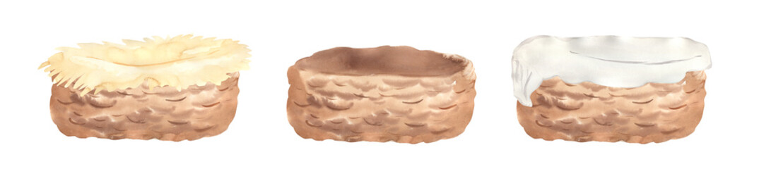 Watercolor basket for baby illustration for kids