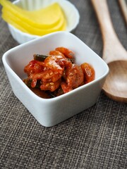 한국음식 마늘쫑 새우볶음