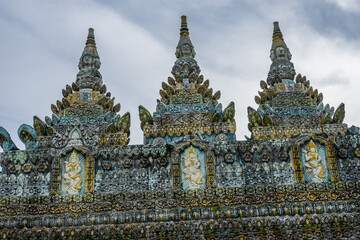Fototapeta premium view of Chikaeng Krom pagoda in Tri Ton town, one of the most famous Khmer pagodas in An Giang province, Mekong Delta, Vietnam. Travel and religious concept.