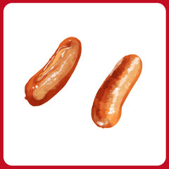 手描き水彩のポークウインナーイラスト