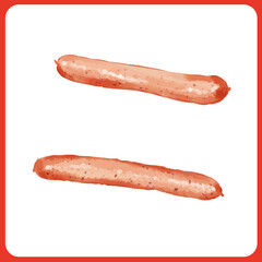 手描き水彩の黒胡椒ウインナーイラスト