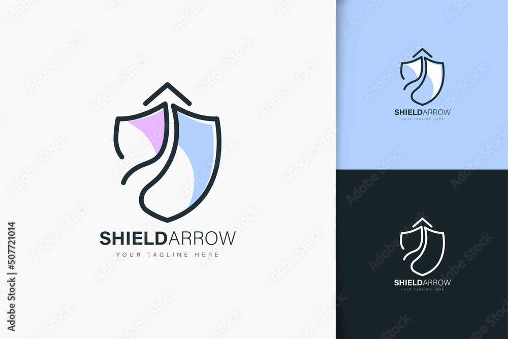 Poster shield arrow logo design linear style