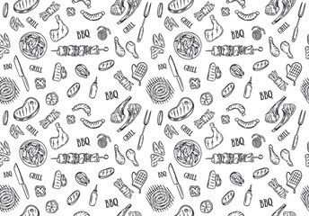 grill and bbq seamless pattern made in vector