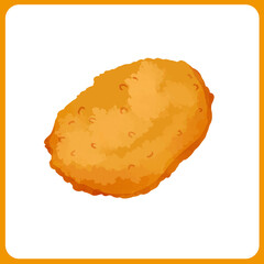 手描き厚塗り水彩のコロッケイラスト