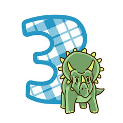 Dinosaur Birthday Number 3 Monogram design Dinosaur Three