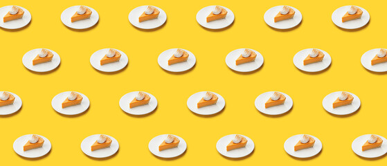 Plate with slice of tasty pumpkin pie on white background © Pixel-Shot