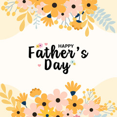 Floral Happy Father's Day Greeting card flat design