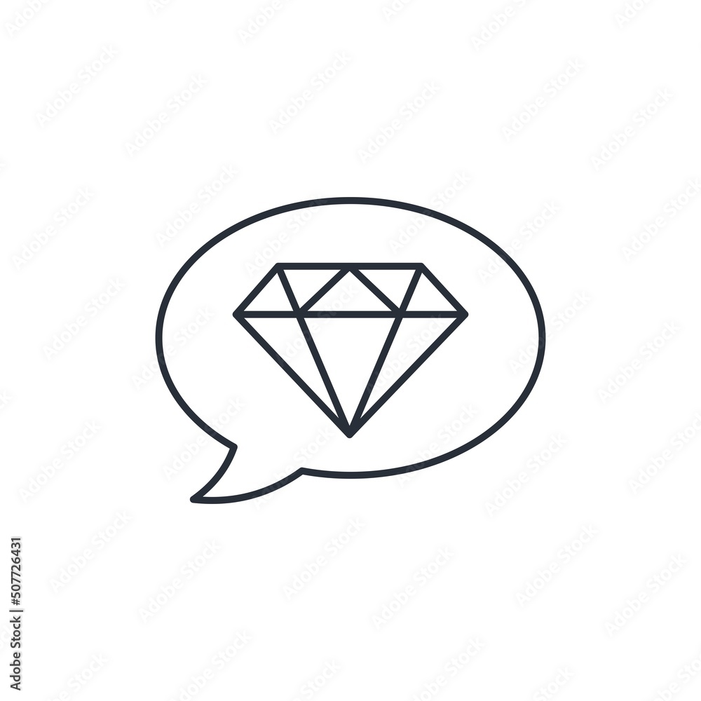 Poster diamond in the dialog box. valuable information. vector linear icon isolated on white background