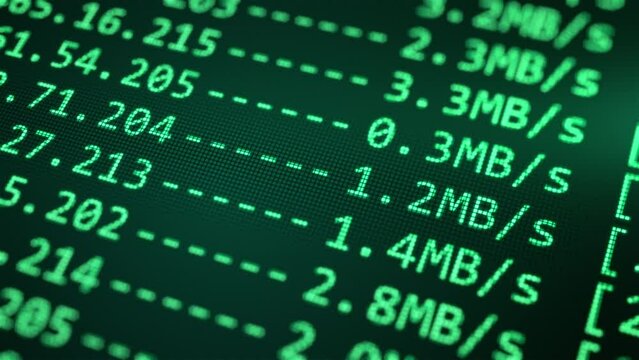 Connection with IP addresses routing. Internet network shell console. Big data. Admin of domain protocol address space. Blockchain and bitcoin nodes. Mining and web 3.0 decentralization concept