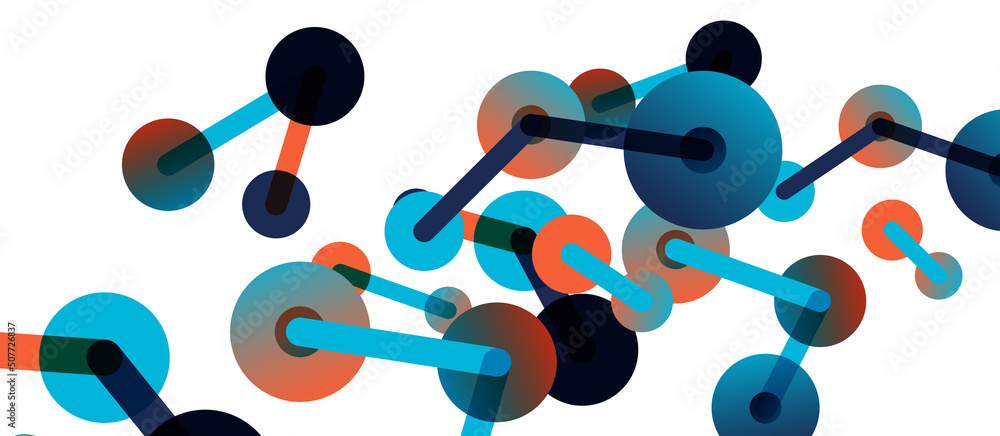 Poster line points connections geometric abstract background. circles connected by lines. trendy techno bus