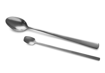 Cocktail spoons on white background