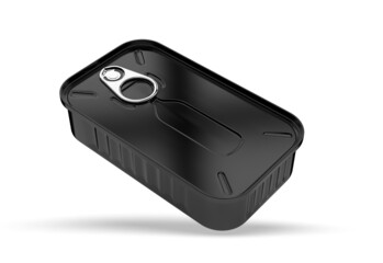 Blank Pull Tab Metal Food Can Template, 3d render illustration.