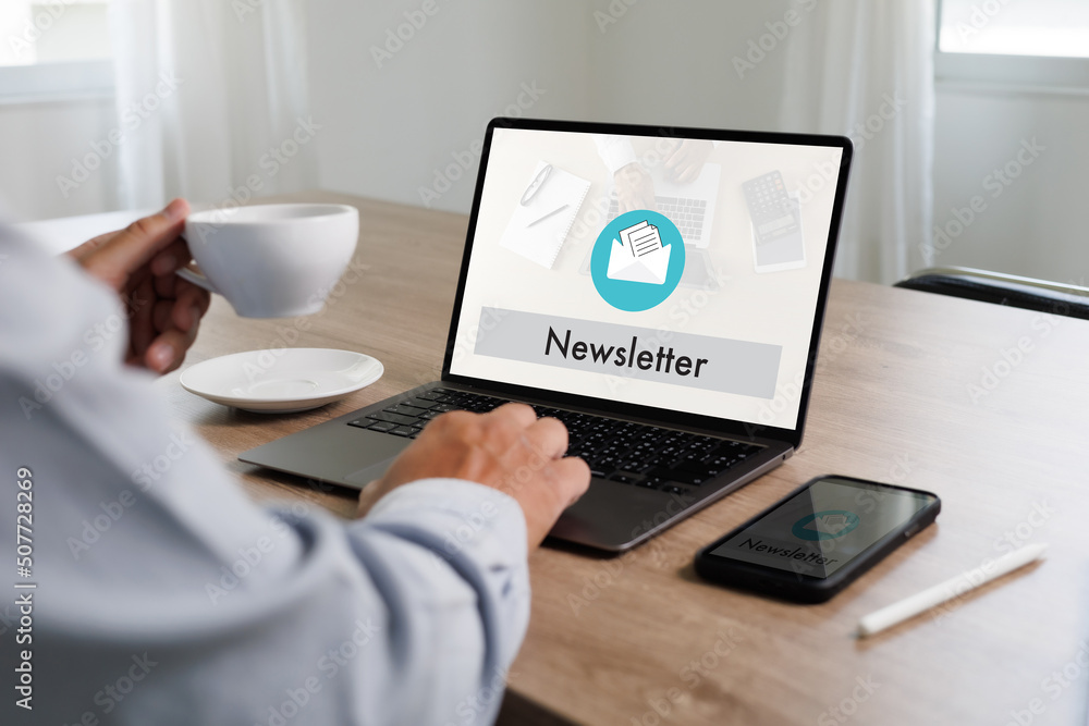 Poster join register newsletter to update information and subscribe register member