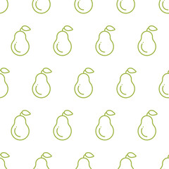 Seamless pear pattern. Simple outline pear pattern.
