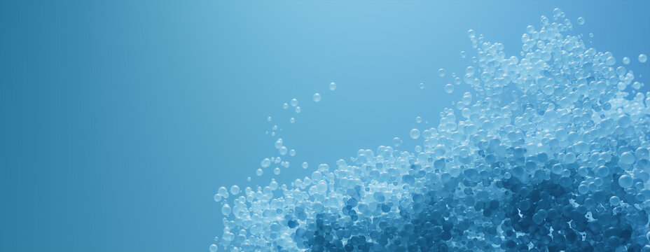 Abstract 3D Wallpaper with Suspended Atoms. Blue, Pharmaceutical concept.