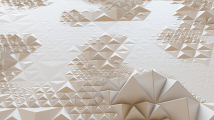 Light Modern Surface with Tetrahedrons. White, Geometric 3d Texture.