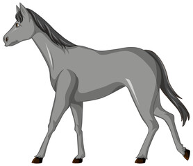 Obraz premium Grey horse walking cartoon