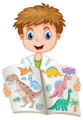 Happy boy holding his art work