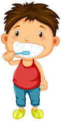 Fototapeta premium Boy cartoon brushing teeth