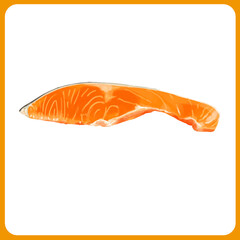 手描き水彩の鮭の切り身イラスト2
