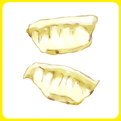 手描き水彩の焼餃子イラスト2