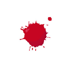 Plakat Realistic abstract painted blood splatter vector on white background, isolated red drop spot. Pink ink splat for as brushes, paint splatters, backgrounds or blood stains. Watercolour on white paper.
