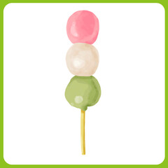 水彩の三色団子イラスト2