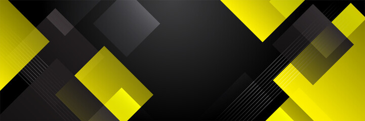 Black and yellow abstract banner background