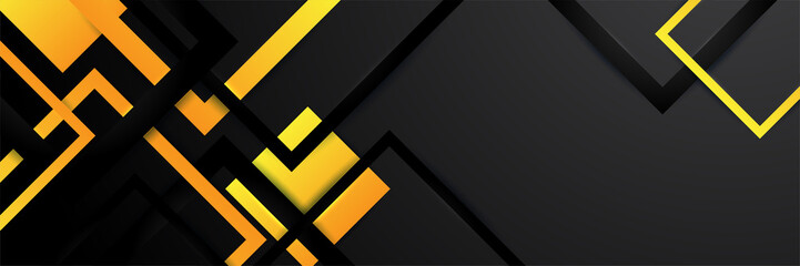 Black and yellow abstract banner background