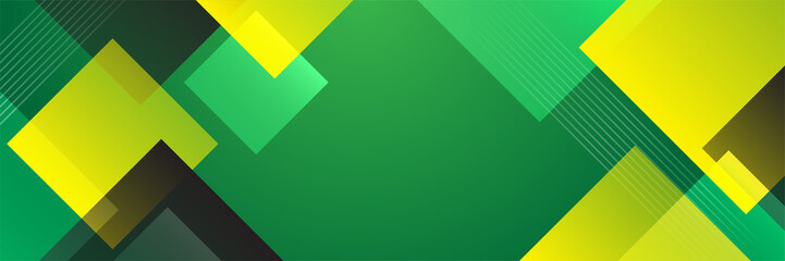 Obraz premium Green and yellow abstract banner background
