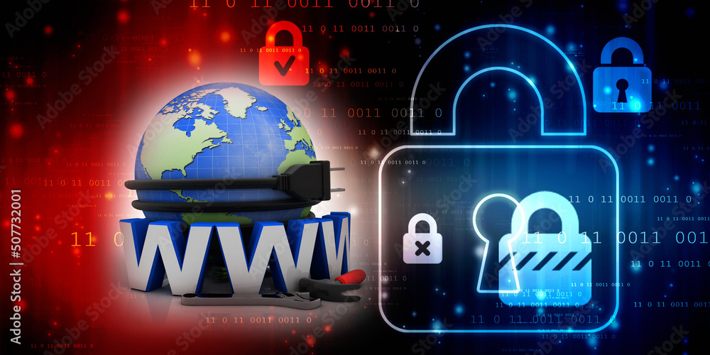 Poster 3d rendering world wide web