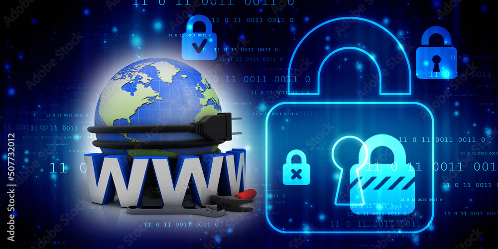 Poster 3d rendering world wide web