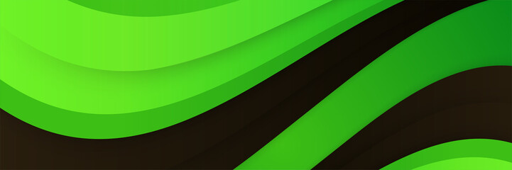 Green and black abstract banner background