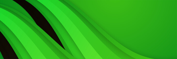 Green and black abstract banner background