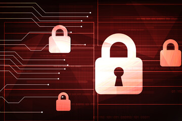 2d illustration Safety concept: Closed Padlock on digital background
