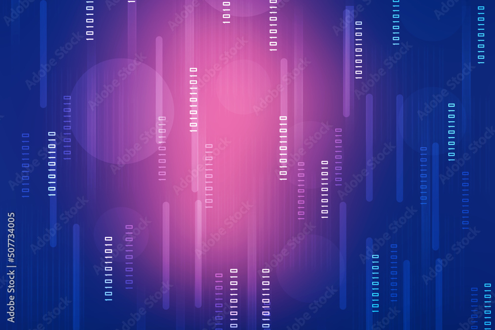 Poster 2d illustration abstract digital binary data on computer screen