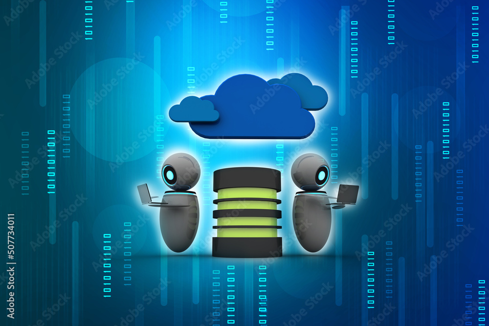 Poster 3d rendering database storage illustration