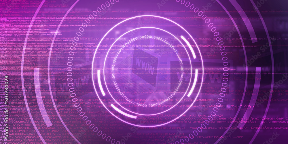 Poster 2d illustration abstract digital binary data on computer screen