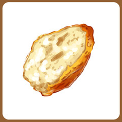 手描き水彩の肉団子・断面イラスト