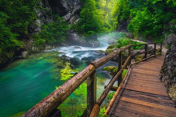 Beautiful hiking place with Radovna river in the Vintgar gorge