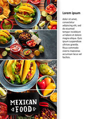 Collage of Mexican food, many dishes of the mexican cuisine.