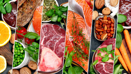 Colllage of food high in vitamin B3.