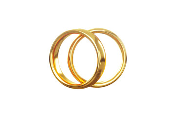 Wedding rings isolated on white background, close-up. The concept of love, relationship, addiction, marriage, separation, heartache. 3D render, 3D illustration.
